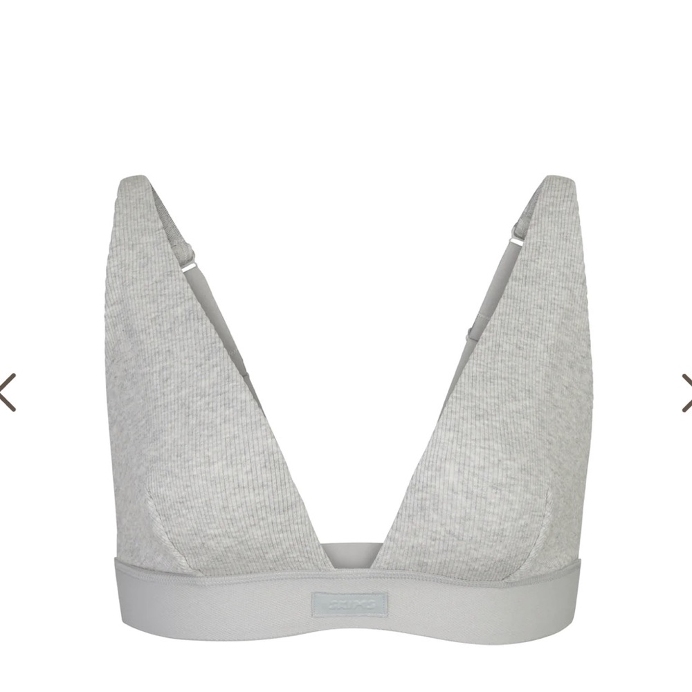SKIMS Cotton Plunge Bralette in Heather Grey